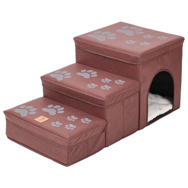 Foldable Dog Stairs With Storage - 3-Level Small To Medium Dog Breed Ramp, Oxford Fabric, Suitable For High Beds And Sofas, Pet Ladder, Dog Stairs - Image 6