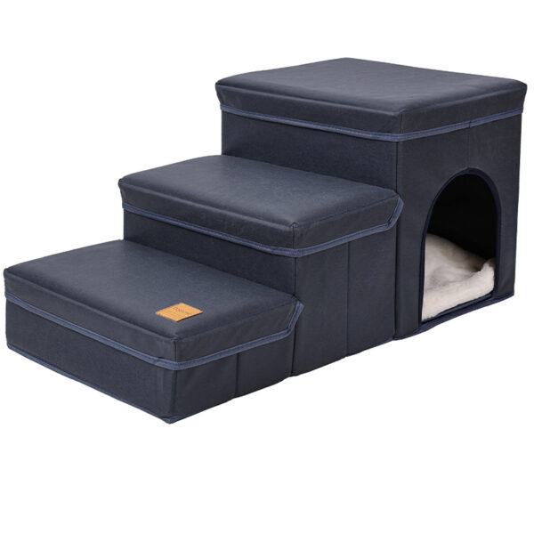 Foldable Dog Stairs With Storage - 3-Level Small To Medium Dog Breed Ramp, Oxford Fabric, Suitable For High Beds And Sofas, Pet Ladder, Dog Stairs - Image 8